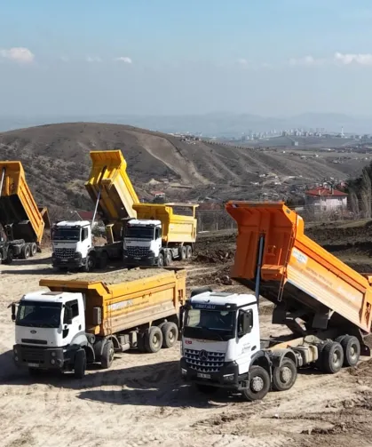 Ankara Keçiören'de dron destekli hafriyat kamyonu denetimi