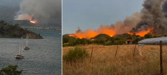 Fethiye'de orman yangını yerleşim yerlerine ulaştı: Huzurevi tahliye edildi