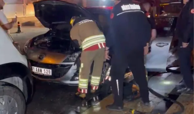 Düzce’de maskeli bir kişi otomobili kundakladı