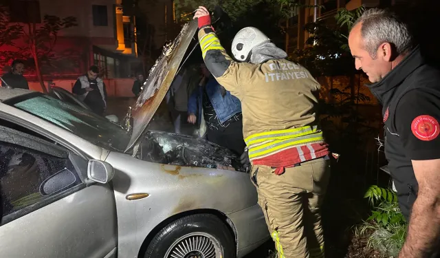 Düzce’de otoparkta otomobil alev aldı