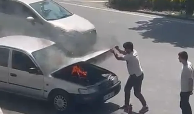 Düzce’de otomobil yangını paniğe neden oldu