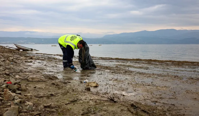 Sapanca Gölü'nde ekosistemi koruyan kıyı temizliği