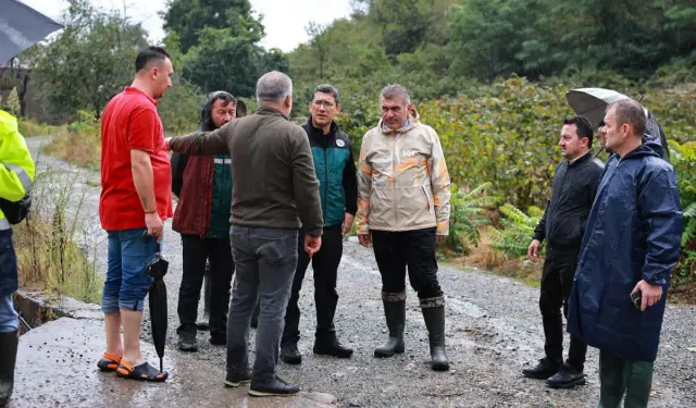Bulancak'ta yoğun yağmur sonrası hasar tespiti yapılıyor