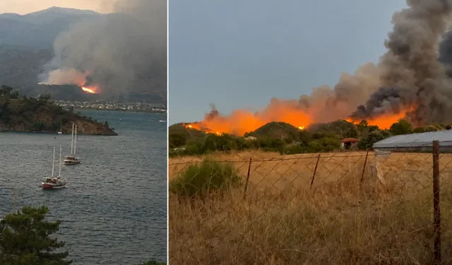 Fethiye'de orman yangını yerleşim yerlerine ulaştı: Huzurevi tahliye edildi