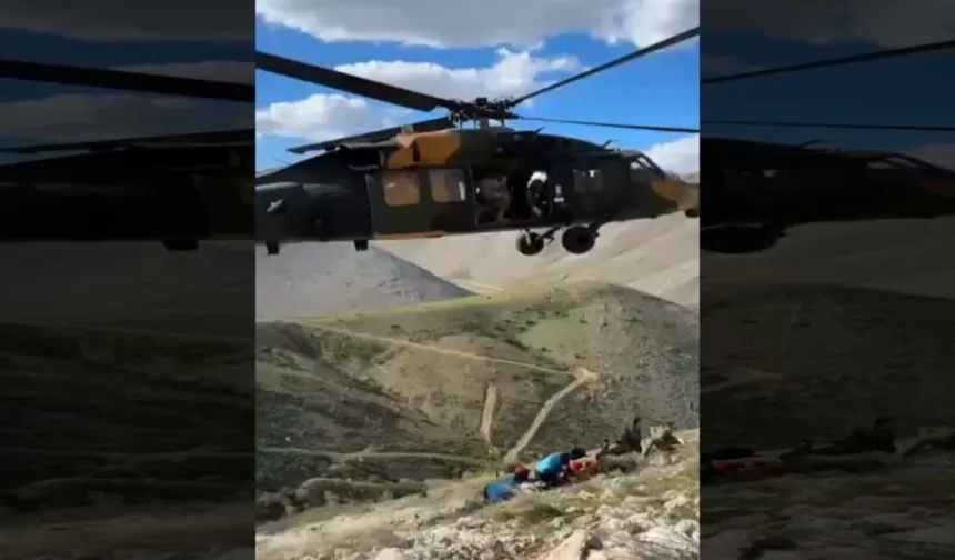 Adıyaman'da dağlık arazide yaralanan vatandaş helikopterle kurtarıldı