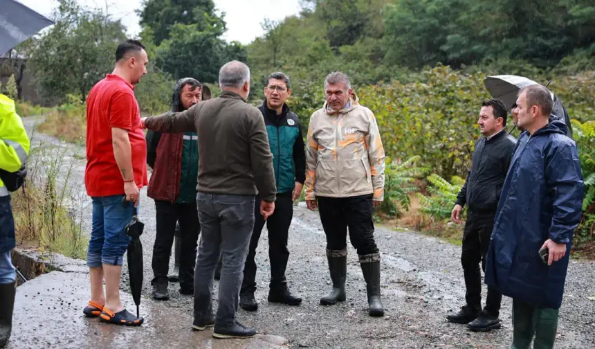 Bulancak'ta yoğun yağmur sonrası hasar tespiti yapılıyor