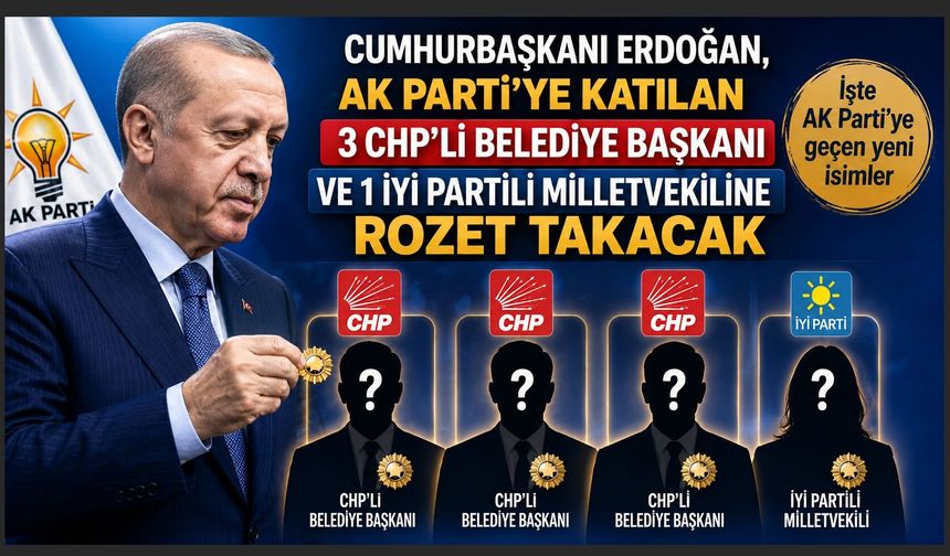 Erdoğan Bugün 3 CHP Belediye Başkanı ve 1 İYİ Partili Vekile Rozet Takacak