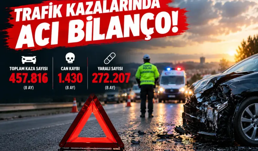 Trafik kazalarında 8 aylık bilanço: 1430 kişi hayatını kaybetti