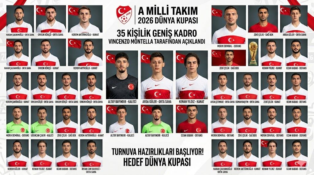 Bizim Çocukların 2026 FIFA Dünya Kupası geniş kadrosu belli oldu