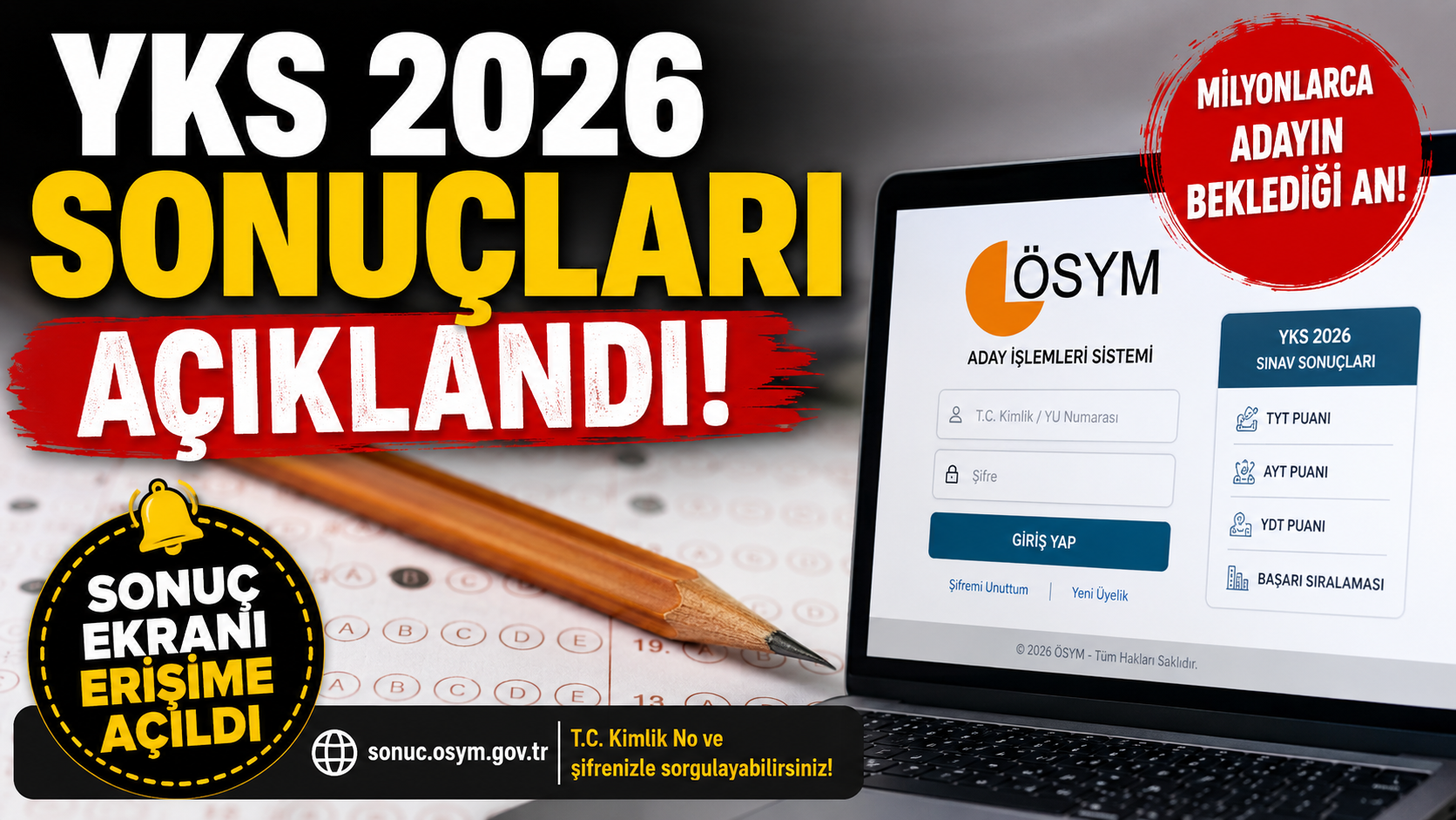 YKS 2026 Sonuçları Açıklandı!